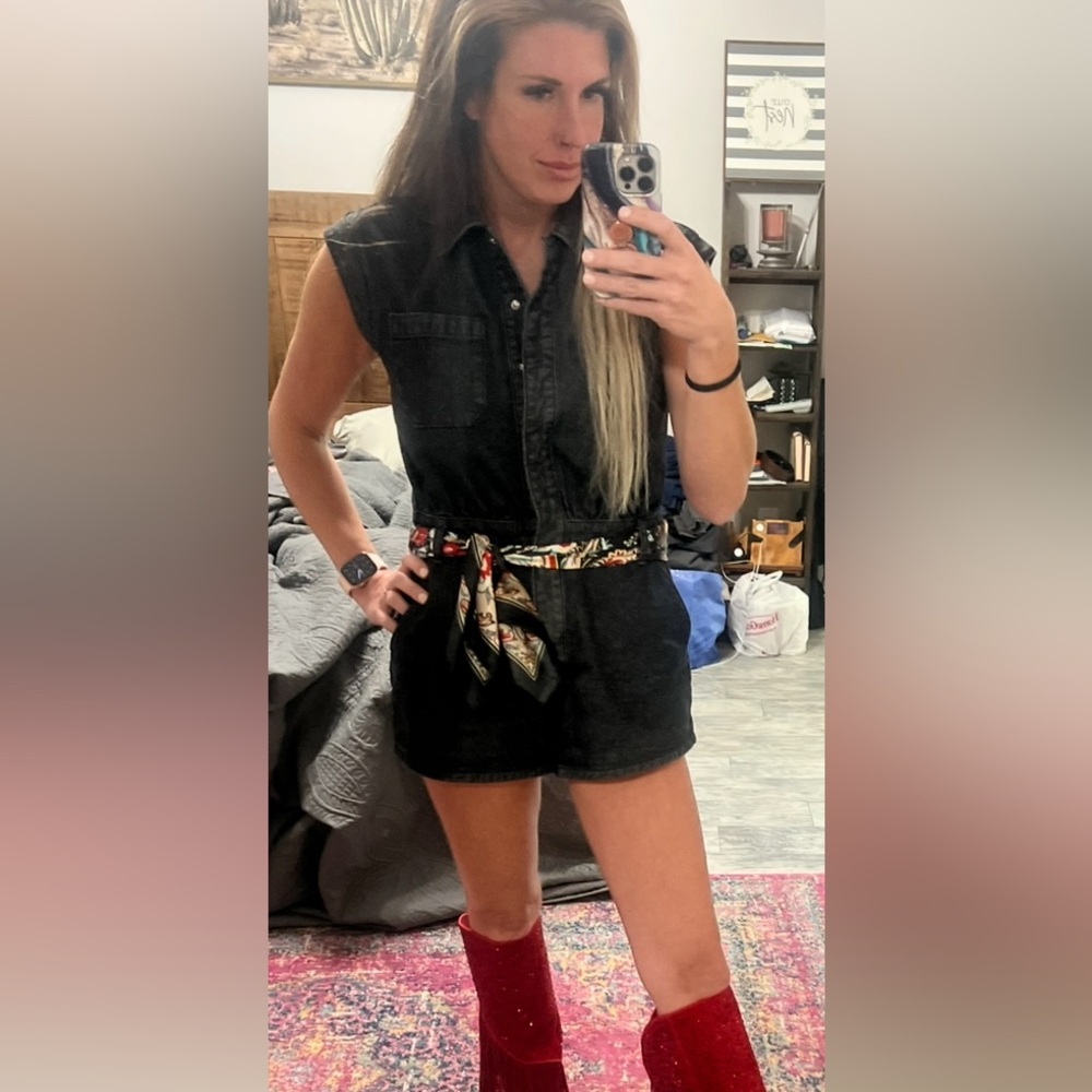 Black Denim Romper